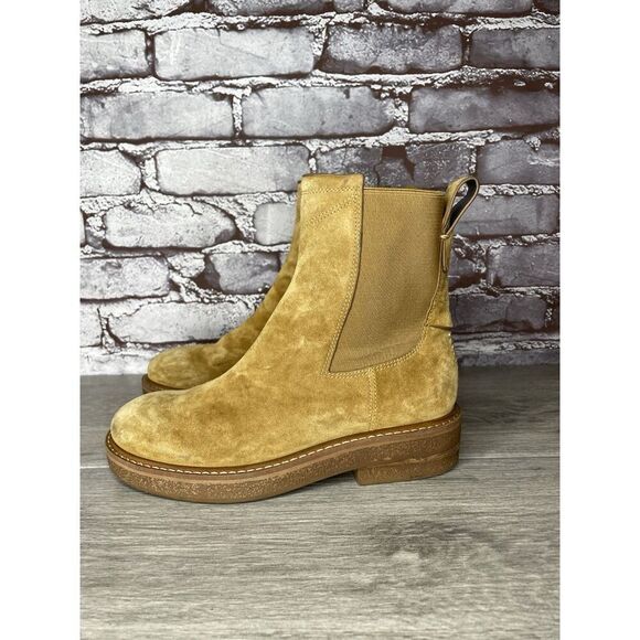 Franco Sarto A-Bellina Caramel Le Brown Suede Chelsea Ankle Boots Women 6M US/36 - Picture 1 of 16